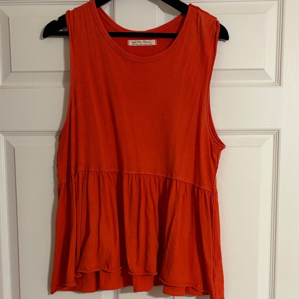 Free People “We The Free” Anytime Peplum Tank in Orange